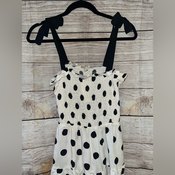 🤎3/$10 NWT Monteau Black and White Polka Dot Dress Size Medium - Picture 3 of 8